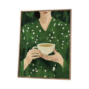 Imagem de Pôster De Arte Abstrata De Mulher Com Flores, Impressões De Parede Ecl