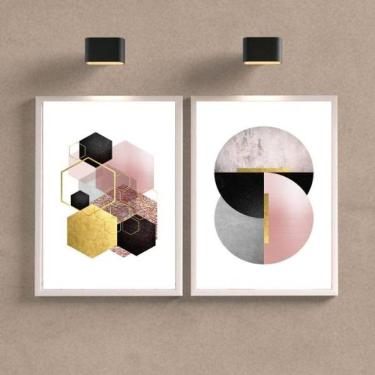 Imagem de Kit 2 Quadros Decorativos Geométricos