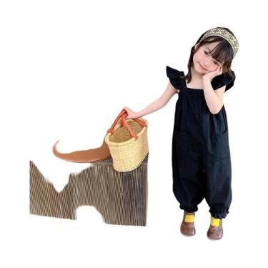 Imagem de Macacão Infantil Feminino De Verão Com Manga Borboleta E Estampa De Mo