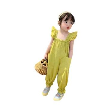 Imagem de Macacão Infantil Feminino De Verão Com Manga Borboleta E Estampa De Mo