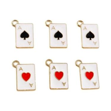 Imagem de Pingentes De Coração Ace Poker 10 Peças Acessórios DIY Para Fabricação