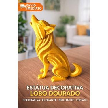 Imagem de Estátua Decorativa Lobo Uivando Escultura Moderna Para Sala Quarto Esc
