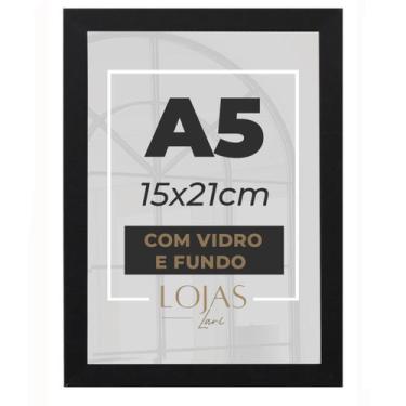 Imagem de Kit 10 Molduras A5 15x21cm Com Vidro Fotografia Poster Imagem - Preto 