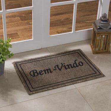 Imagem de Tapete Capacho Entrada Porta 60x40 Bem Vindo Bege - Oasis