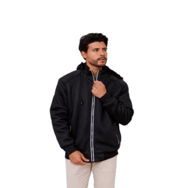 Imagem de Jaqueta Neoprene Masculina Forrada com Capuz Preto - Ast Store, Preto,