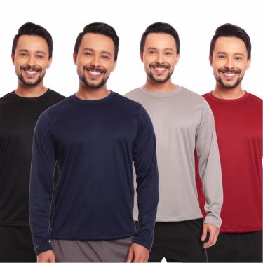 Imagem de Kit 4 Camisas Segunda Pele Proteção Solar Uv Térmica Corrida Bike-Masculino