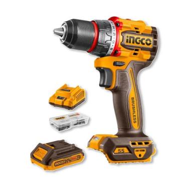 Imagem de Parafusadeira Furadeira Impacto Ingco CIDLI20558 20V 55Nm 13mm Brushle