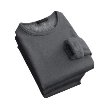 Imagem de Camiseta Térmica Masculina De Inverno Com Manga Longa, Veludo E Forro,