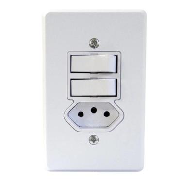 Imagem de Interruptor 2 Teclas + tomada - GE, Branca