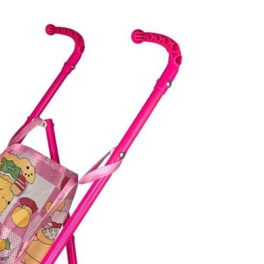 Imagem de Carrinho de Boneca Dobrável Rosa Brinquedo Menina Portátil Leve Passei