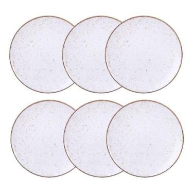 Imagem de Jogo De Pratos Rasos Grande Rústico 6 Peças 28cm Porcelana Decorada Tr