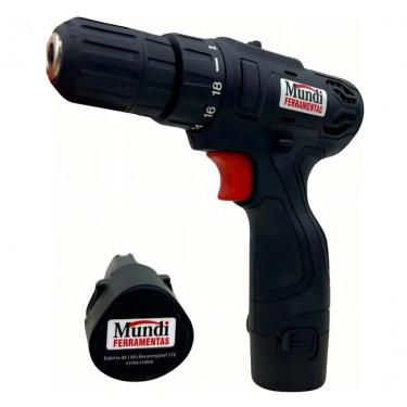 Imagem de Furadeira Parafusadeira Mundi Doméstica MD12 15527 com Bateria Íons de Lítio 12V e Carregador Bivolt