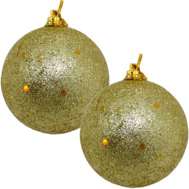 Imagem de Kit 20 Bolas de Natal para Decoração com Glitter Dourado Acabamento em Isopor Dourado