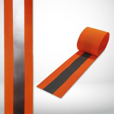 Imagem de Fita Faixa Refletiva Para Uniforme Laranja 10m X 5cm Nf Cor: Laranja -