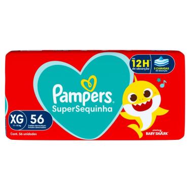 Imagem de Fralda Pampers Supersequinha Tamanho XG 56 Unidades Descartáveis