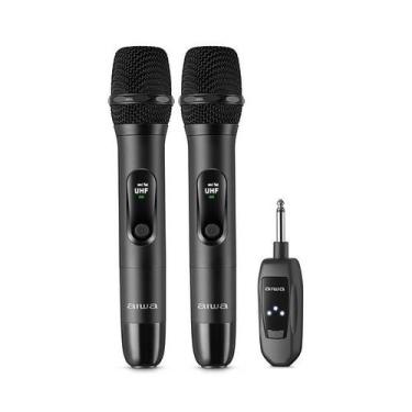 Imagem de Microfone AIWA Duplo Wireless Com Bateria AwsMic01 Bivolt