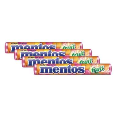 Imagem de Kit 4 Balas Mastigáveis Mentos Fruit 38g