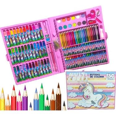 Imagem de Maleta Estojo De Pintura Infantil Colorir Desenhos 150 Peças - Congrat