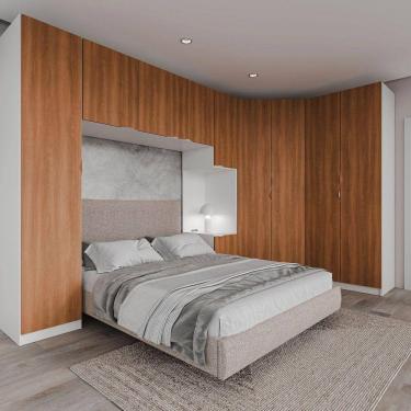 Imagem de Guarda Roupa Modulado de Casal 10 Portas 5 Peças Hera CabeCasa MadeiraMadeira Branco Geada/Louro