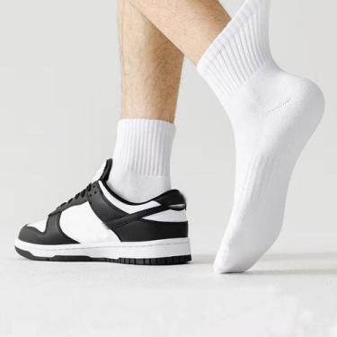 Imagem de 12 Pares Meia BRANCA LISA Cano Médio Feminina Adulto N 34 a 41 unissex