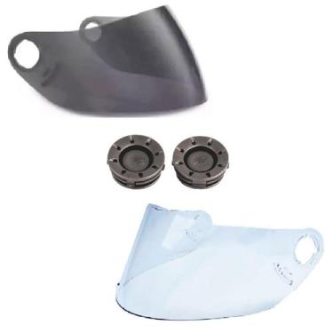 Imagem de Viseiras Capacete Mixs Fokker Mix5 Fume e Cristal + Reparos - POLIVISO