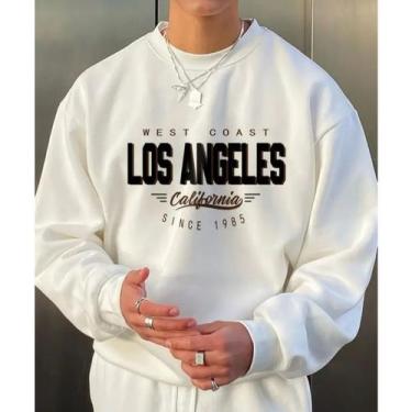 Imagem de Moletom Gola Careca Masculino Estampado Los Angeles Circulo 1256 Moda 