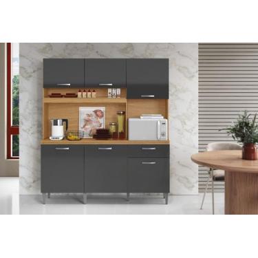 Imagem de Kit Cozinha Siena 160cm com Nicho para Forno/Microondas - Cinamomo/Gra