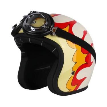 Imagem de Capacete Retrô Vintage De Couro PU Para Motocicleta Aberto 3/4 Estilo 
