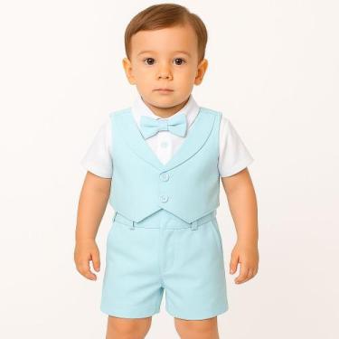 Imagem de Roupa Menino Colete Batizado Casamento Formatura Papilloo, 4 ANOS, Azu