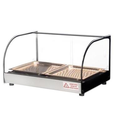 Imagem de Estufa Vitrine Salgados Curva Com LED 2 Bandejas Inox Clio Tita, 220V