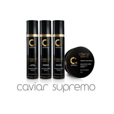 Imagem de Kit Caviar Supremo Amavia Nutrição Capilar Oleoso Cabelos - Amávia