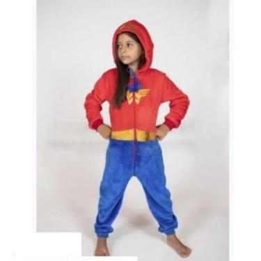 Imagem de Macacão kigurumi infantil plush Coelho - mulher maravilha - Lessa Kids