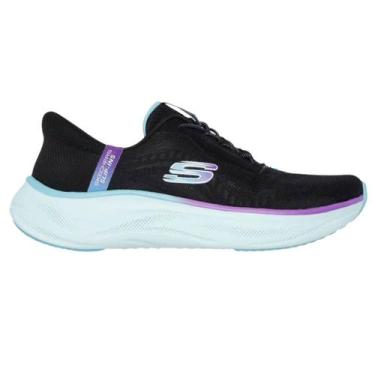 Imagem de Tênis Feminino Skechers 150560/Bkmt Perfectly Plush, Preto, Roxo, Verd