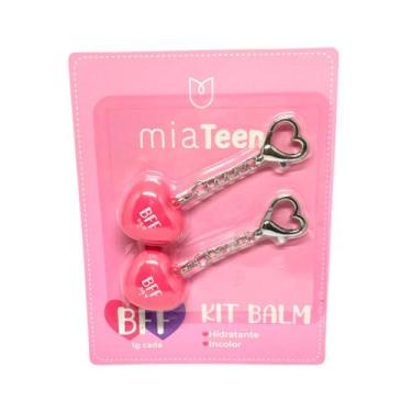 Imagem de Kit Balm MiaTeen BFF Hidratante Labial Incolor Chaveiro Coração Cores 