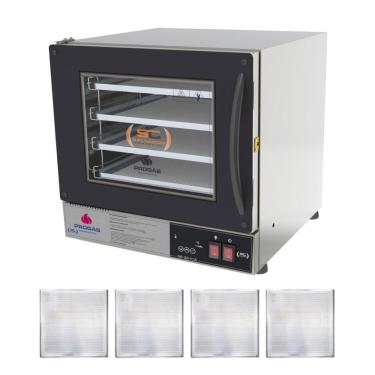 Imagem de Kit Forno Turbo Elétrico Progás Digital Fast Oven PRP-004 G2 Aço Inox com 4 Assadeiras Preto 110V