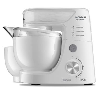 Imagem de Batedeira Planetária Mondial Premium BP-01P-W 4,5L 700W 12 Velocidades Branco Inox 220V