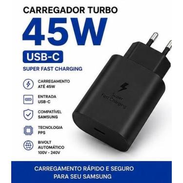 Imagem de Carregador Turbo 45W USBC Super Fast Charging Compatível Samsung Galax