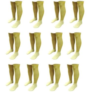 Imagem de Meião De Futebol Delfia Adulto Kit com 12 Pares, Amarelo gema, Único