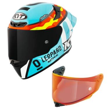 Imagem de Capacete KYT TT Revo Leopard Spaniard Azul Mais Viseira Vermelha