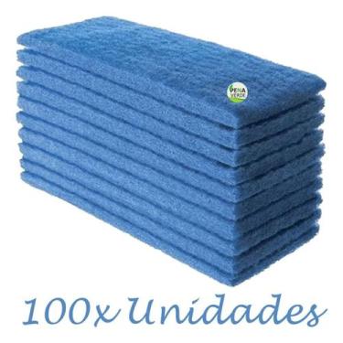 Imagem de Fibra AZUL de Limpeza 26x10cm Leve Sem Riscar - Kit 120 Unidades Para 