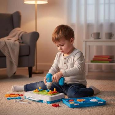 Imagem de Kit Ferramenta Infantil Parafusadeira de Brinquedo 14 Peças Montar Cri