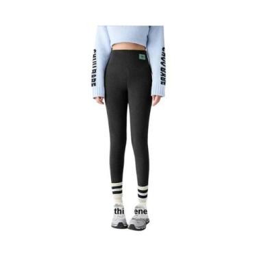 Imagem de Leggings Térmicas De Cintura Alta plus Size Com Forro De Lã Para Mulhe
