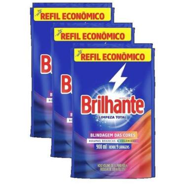 Imagem de KIt 3 LAVA ROUPA BRILHANTE LIMPEZA TOTAL REFIL 900ML