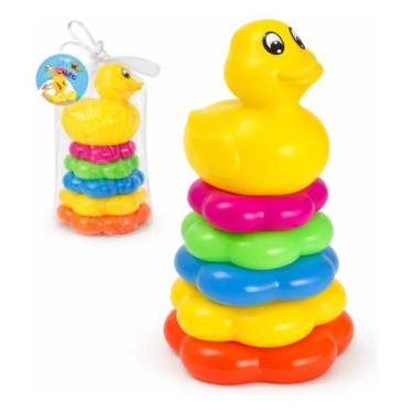 Imagem de Brinquedo Empilhável Patinho Colorido Educativo Bebê - brinquedo empil