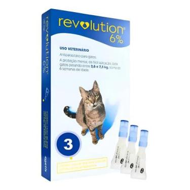 Imagem de Revolution Zoetis 6% 0.75ml Gatos 2,6kg A 7,5kg 3 Pipetas - Congratula