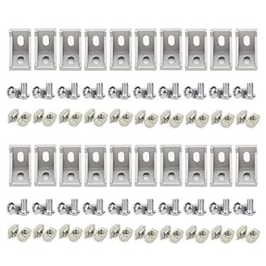 Imagem de Conjunto de conectores de perfil de alumínio série 3030, 20 peças de suporte de canto, 40 porcas M6 T e parafusos sextavados M6X10 para acessórios de trilho de perfil de extrusão de alumínio 30S 30X30