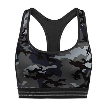 Imagem de Champion Sutiã esportivo feminino Double Dry Absolute Workout com estampa, Camuflagem Folha/Neutro/Preto, P