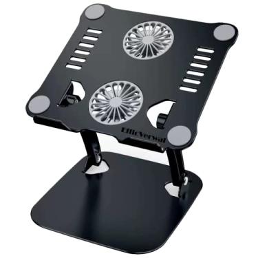 Imagem de Suporte para notebook, design ergonômico, com radiador, ajustável em altura, compatível com uma variedade de computadores, uso de escritório, prata (Black)