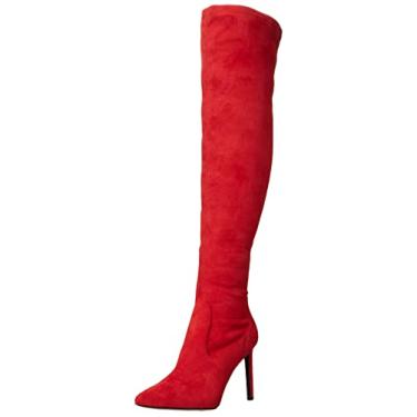 Imagem de NINE WEST Bota feminina acima do joelho Tacy2, Camurça vermelha, 7.5