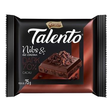 Imagem de Chocolate Garoto Talento Tablete Dark Nibs de Cacau 75g Embalagem com 15 Unidades